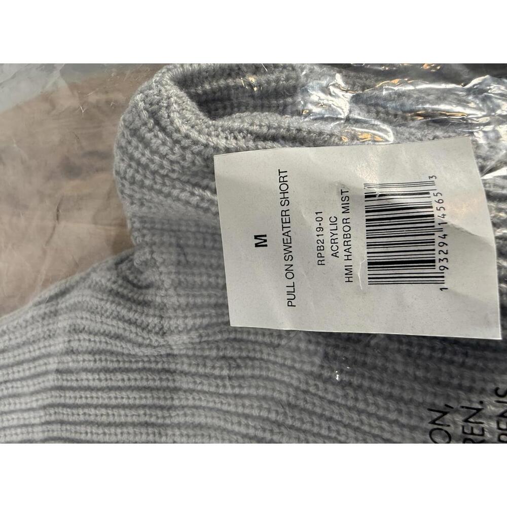 NWT Rachel Parcell Pull On Sweater Shorts Harbor Mist Gray Drawstring Size M - Picture 4 of 5
